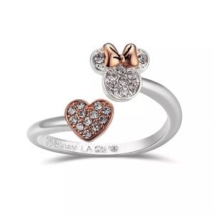 *NEW* Disney Pave Crystal Minnie Mouse Head with Heart Bypass Ring